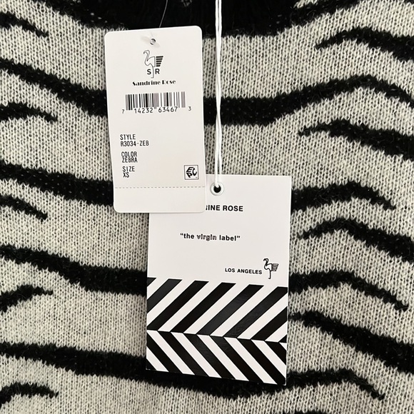 Sandrine rose / free people zebra long sleeve black white sweater - Picture 4 of 5